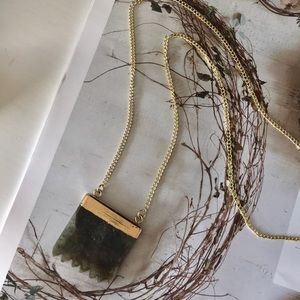 Brown Boulder Opal Boho Pendant Necklace in Gold